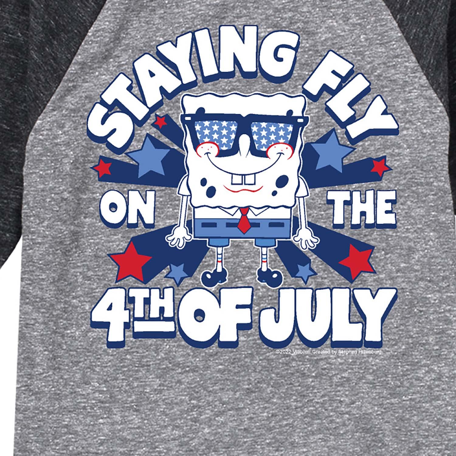 HYBRID APPAREL Spongebob Squarepants 4th of July Graphic T-Shirt for Toddler & Youth - Patriotic Holiday Outfit, Kids Independence Day Celebration