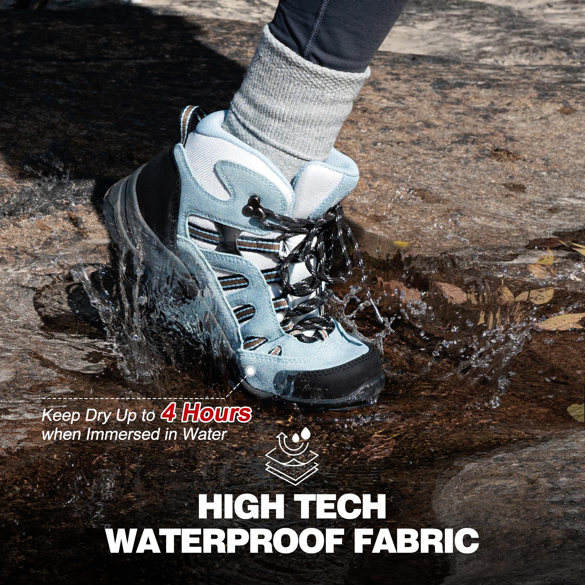 Waterproof Lightweight Hiking Boots for Women - Ankle Support, Breathable & Non-Slip Outdoor Backpacking Shoes - Perfect for Trail Hiking, Camping and Mountain Adventures
