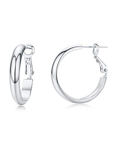 14K Gold Plated Chunky Hoop Earrings for Women - 925 Sterling Silver Post Thick Tube Hoops | Everyday Wear, Parties & Special Occasions