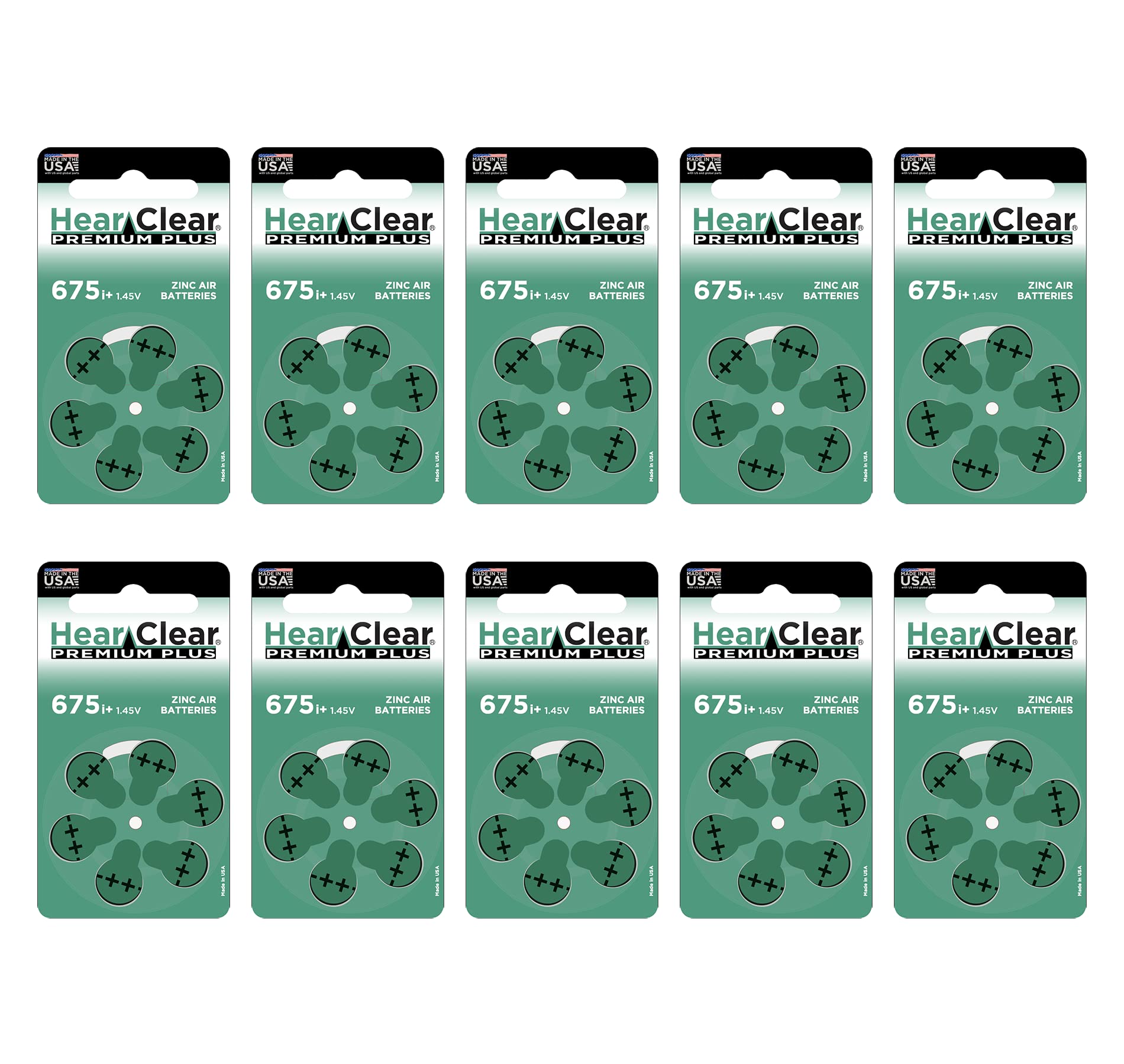 HearClear Size 675P Zinc Air Hearing Aid Batteries (60 Pack) - Long Lasting Power for Cochlear Implants - Perfect for Travel, Work & Daily Use