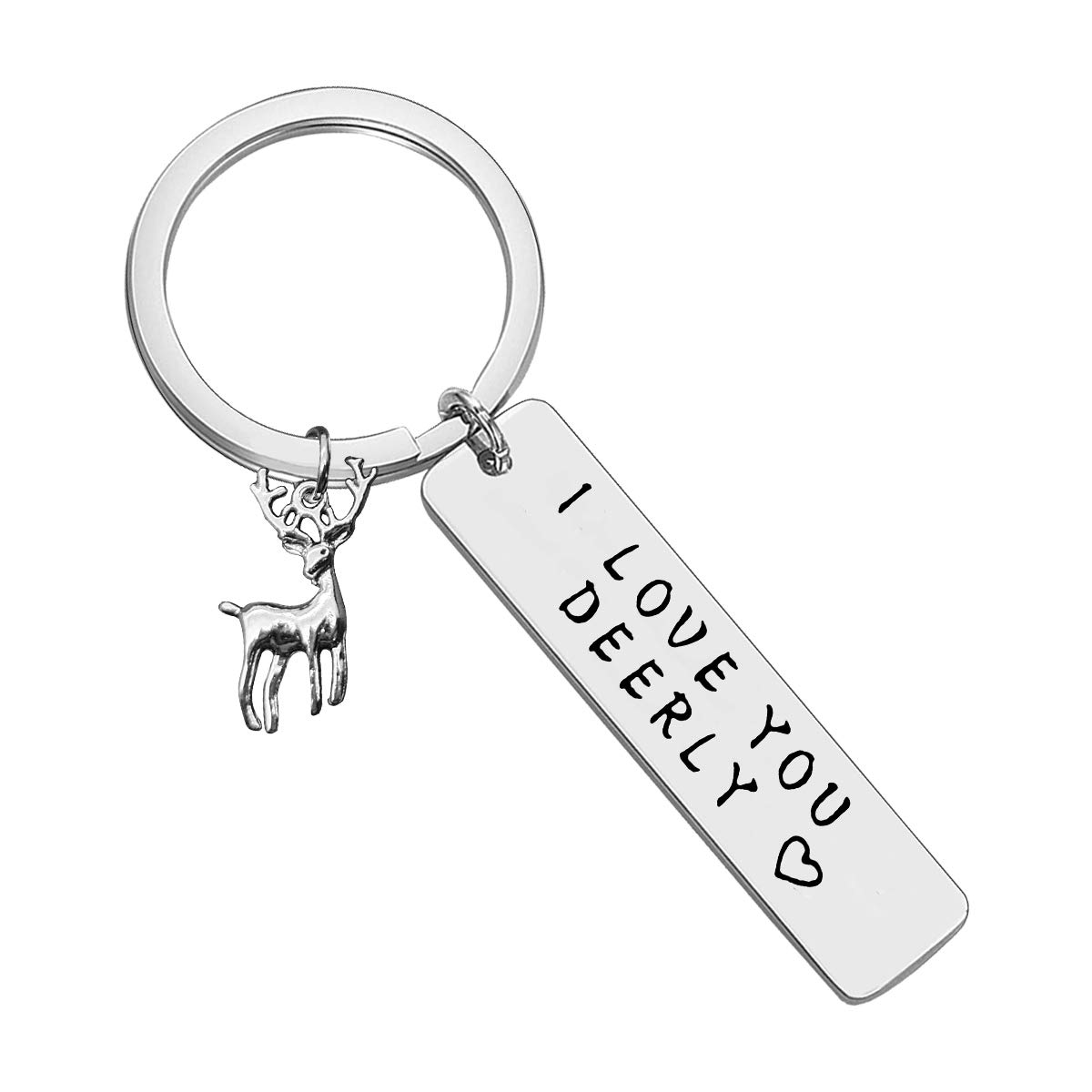 Valentine's Day Couple Keychain Set - I Love You Deerly Antler Keyring for Boyfriend & Girlfriend - Deer Lover Jewelry Gift for Christmas, Birthday, Graduation - Perfect for Couples, Anniversaries & Romantic Occasions