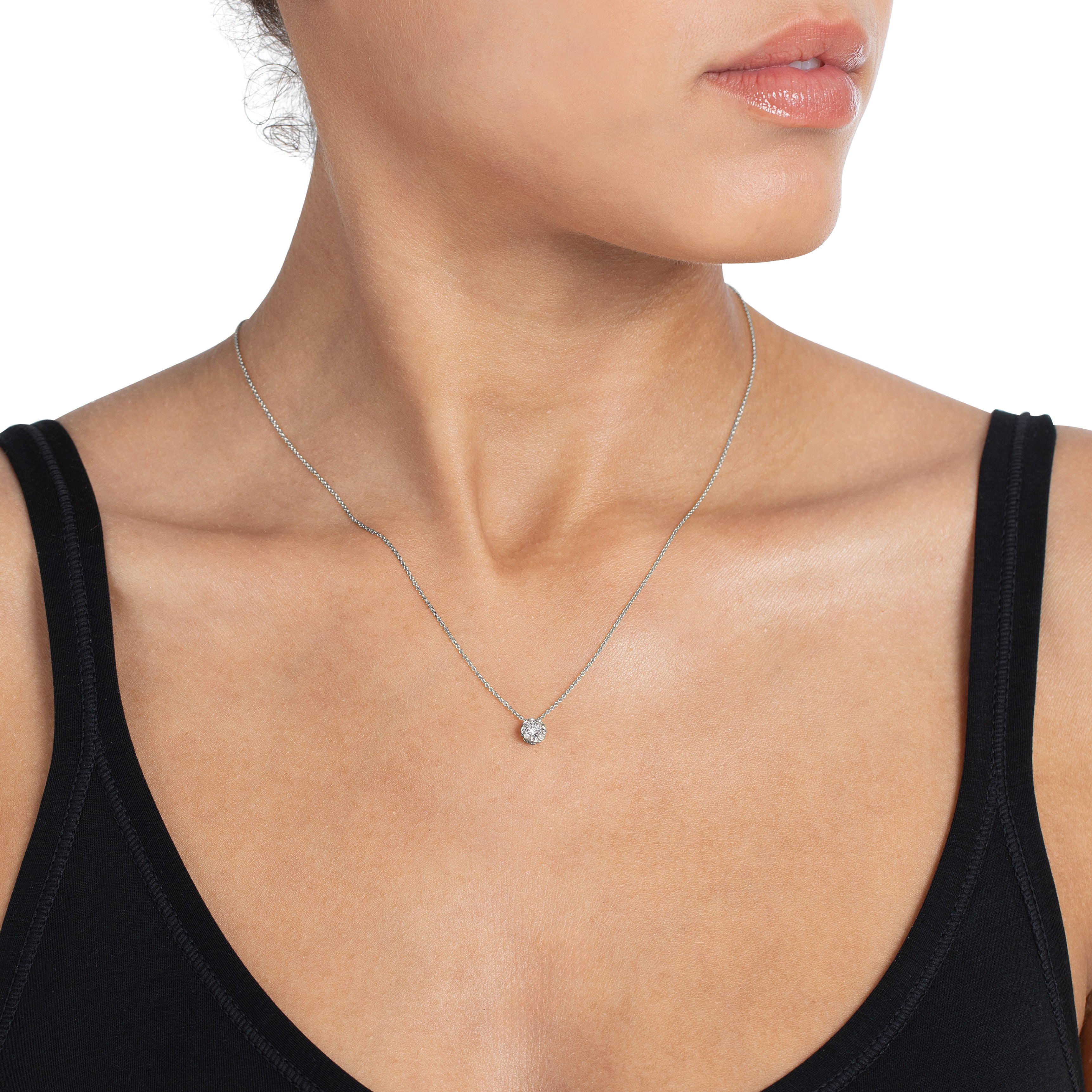 Elegant Scalloped Diamond Necklace for Women - 14K Gold Plated Dainty Pendant Jewelry - Perfect for Weddings, Anniversaries & Special Occasions