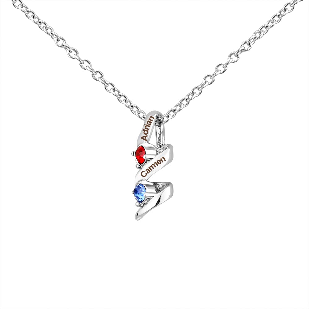 Personalized Simulated Birthstone Necklace for Women - Custom Engraved Name Mother Daughter Infinity Promise Necklace - Perfect Gift for Birthday, Anniversary & Valentine's Day