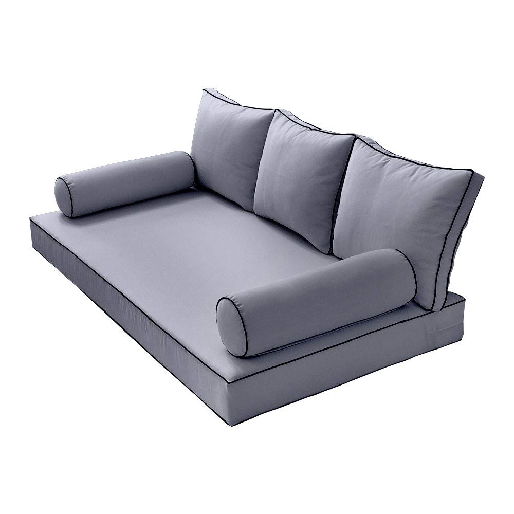 Prolinemax Outdoor Style 3 Twin-XL Daybed Mattress Cover with Contrast Trim - Fitted Bolster Pillow Case Sheet AD001 | Perfect for Patio Furniture, Sunroom Decor & Guest Bedding