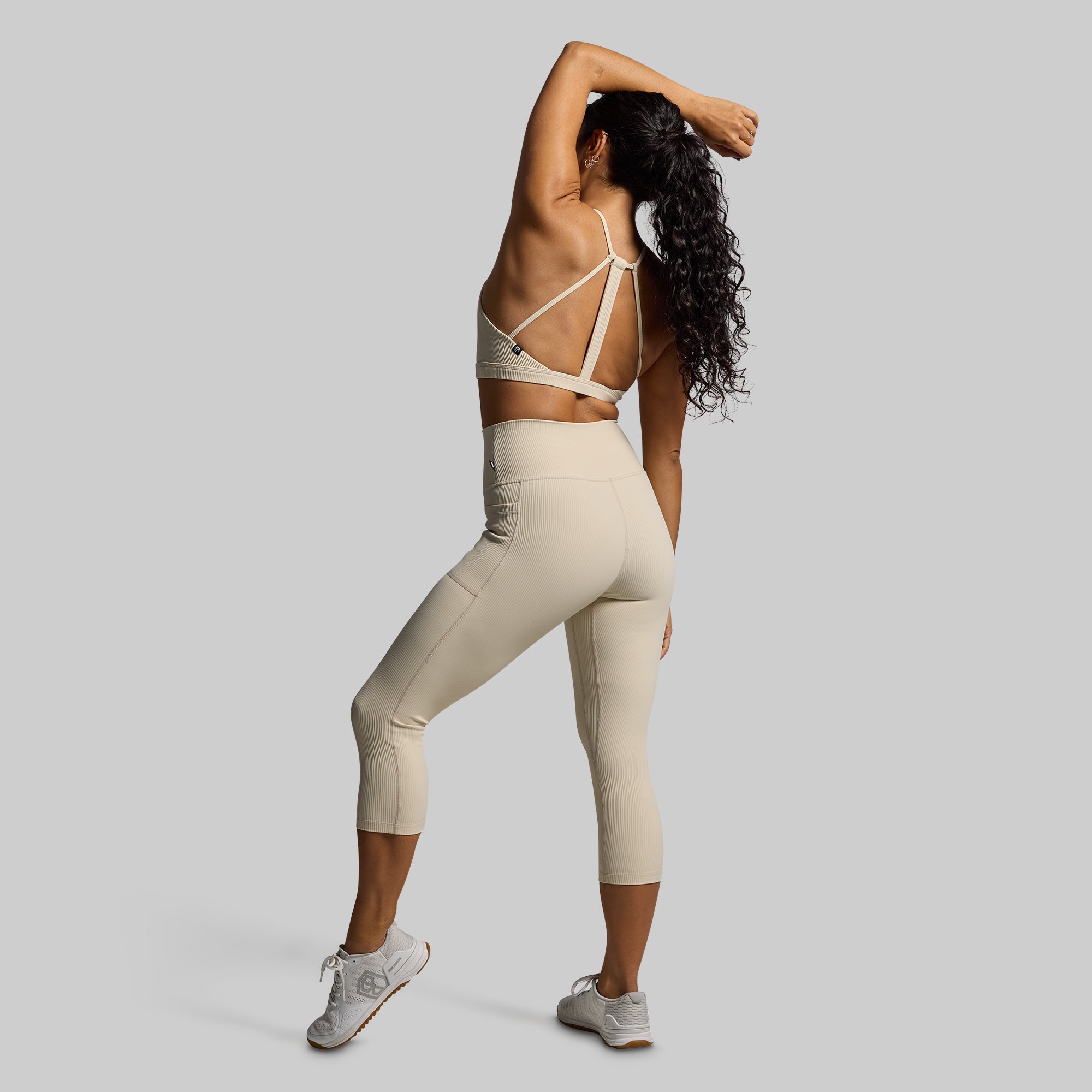 All or Nothing Women's Capri Pants with Pockets - Comfortable Oatmeal Color for Yoga, Running & Casual Wear
