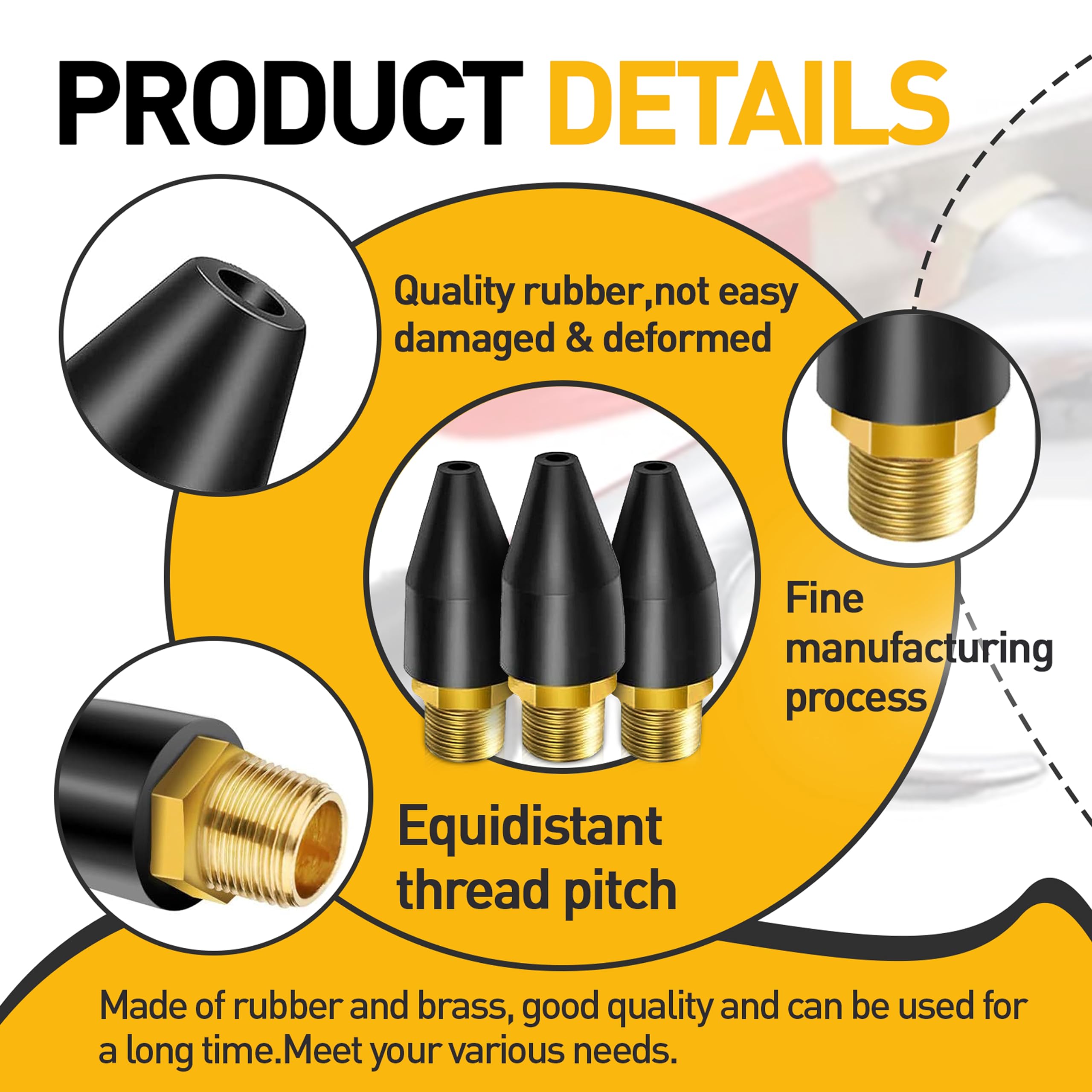 3 Pcs Rubber Air Nozzle Tips for Air Blow Guns - Durable Rubber Tips for Air Tools, Replacement Parts for Air Nozzles & Accessories - Perfect for Cleaning, Dusting, and Drying in Workshops, Garages, and DIY Projects
