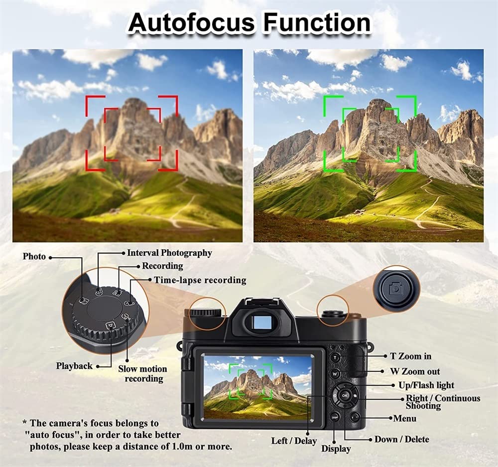 4K Flip Screen Camera - 48MP Vlog Camcorder with Macro Lens for YouTube & Travel