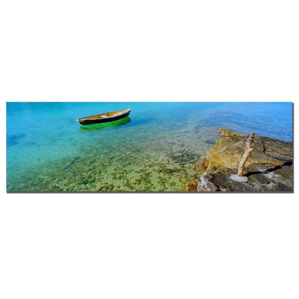 Preston Bermuda Boat Canvas Art Print - 10x32 Inch Nautical Wall Decor for Living Room, Office & Beach House