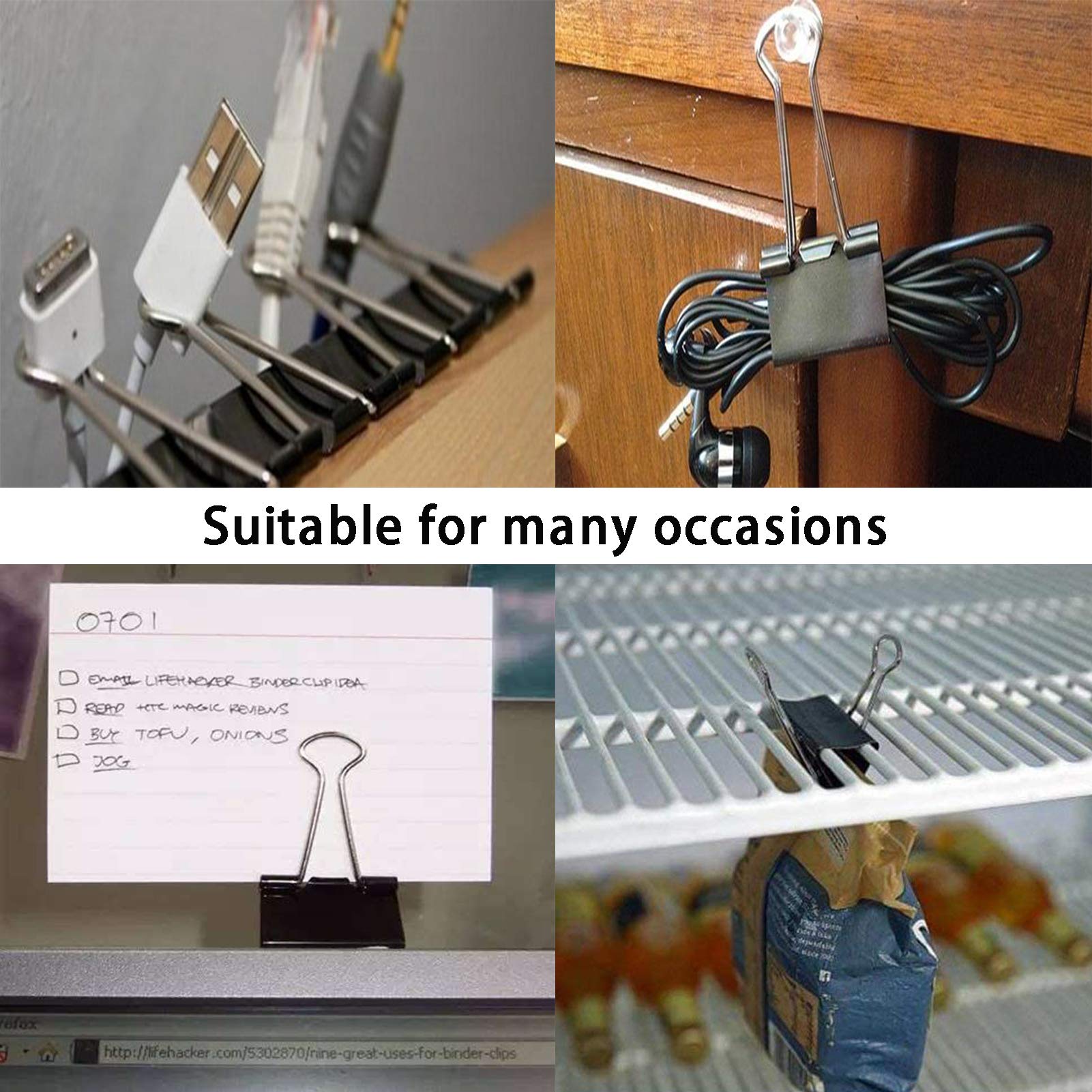 Large Binder Clips 1.6 Inch (60 Pack) - Heavy Duty Office & Home Organizing Supplies