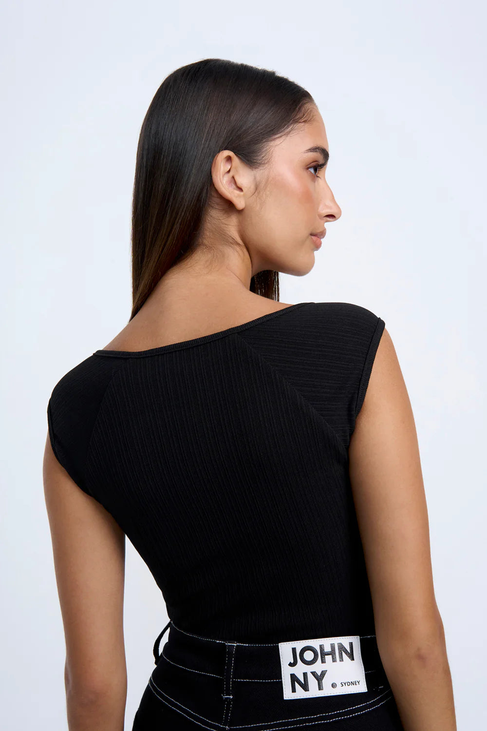 Ariel Ribbed Knit Top for Women - Black | Soft Stretch Casual T-Shirt | Perfect for Layering, Everyday Wear & Outfits