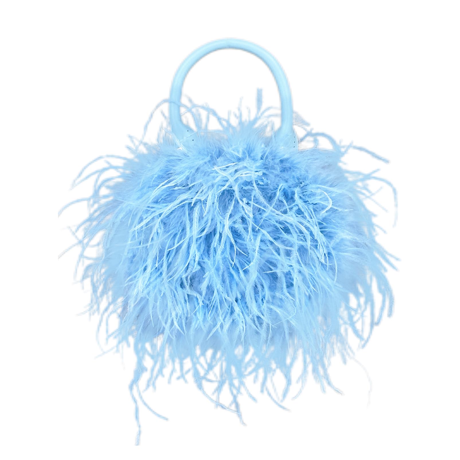 LVCOMEFF Women's Ostrich Feather Evening Clutch - Elegant Mini Purse for Wedding, Party, Prom & Banquet (Haze Blue) | Perfect for Formal Events, Date Nights & Special Occasions