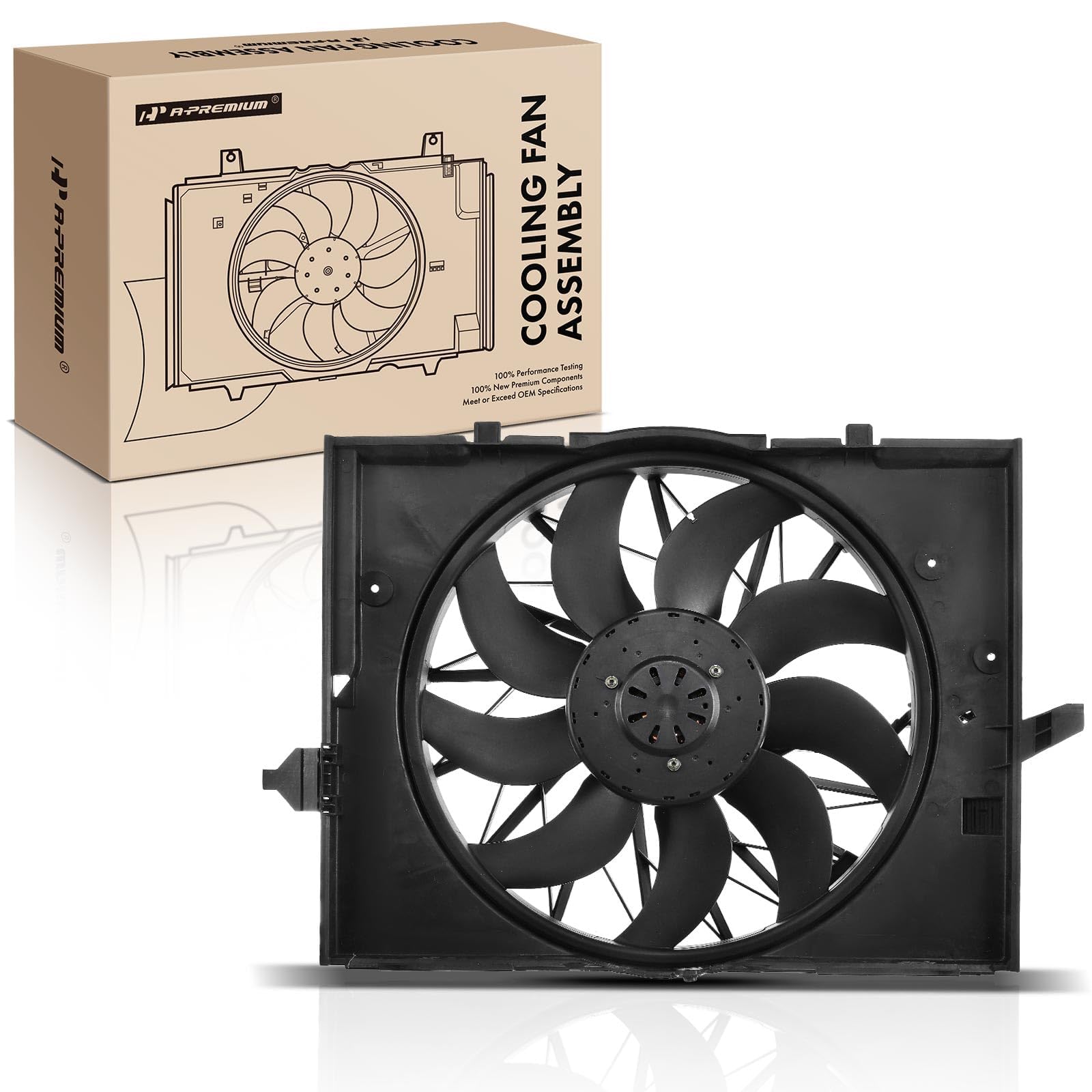 High-Performance Brushless Motor Engine Radiator Cooling Fan Assembly for BMW 525i 530xi 525xi 530i 528i 528xi 545i 750i 750Li 645Ci (2006-2010) - Perfect for Engine Cooling & Overheating Prevention in Summer Driving