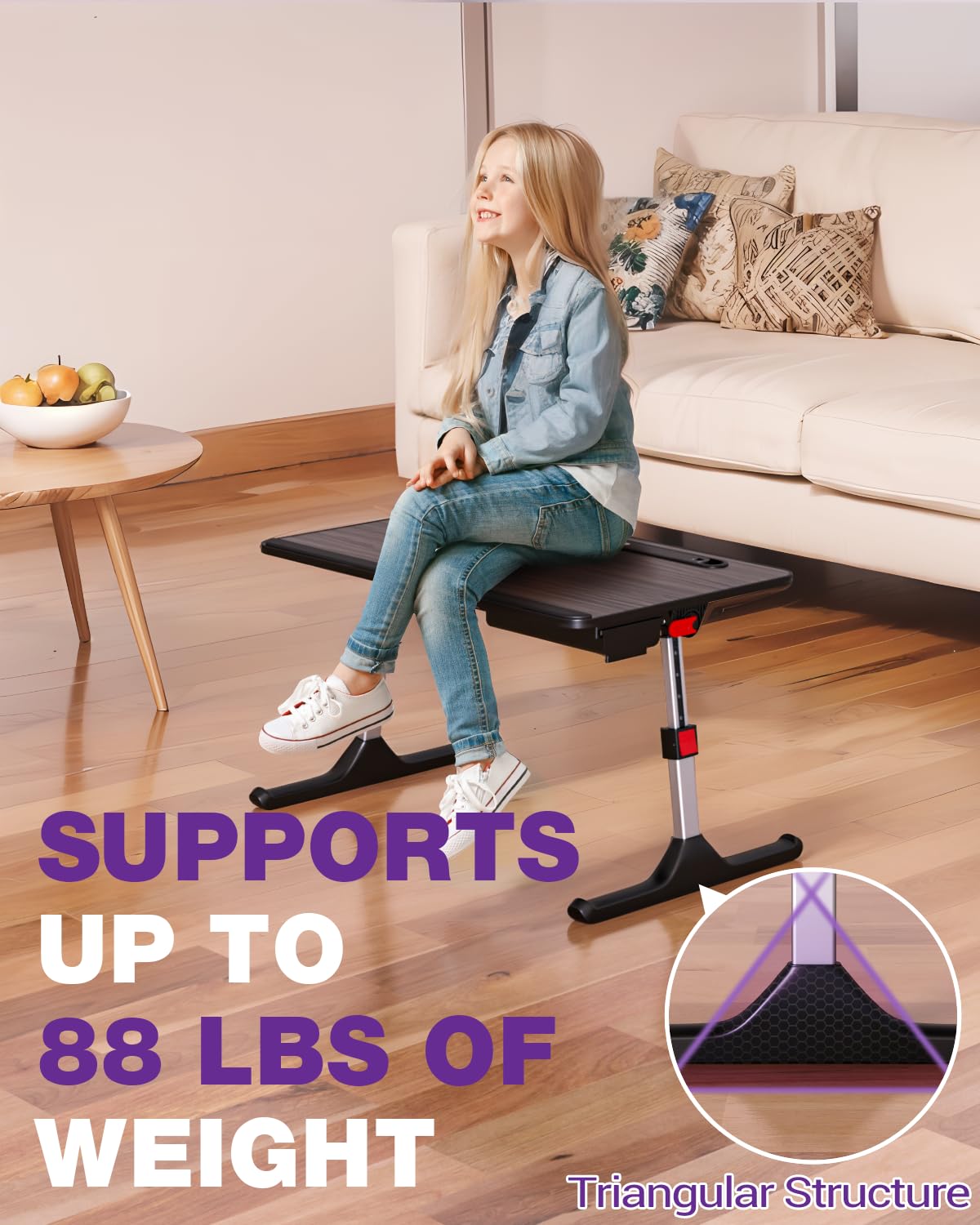 NEARPOW Adjustable Foldable Laptop Desk for Bed with LED Light - Portable Lap Desk with Book Stand, Wrist Rest & Storage Drawer - Ideal for Work, Study, Writing on Bed, Couch or Floor (Perfect for Adults & Kids)