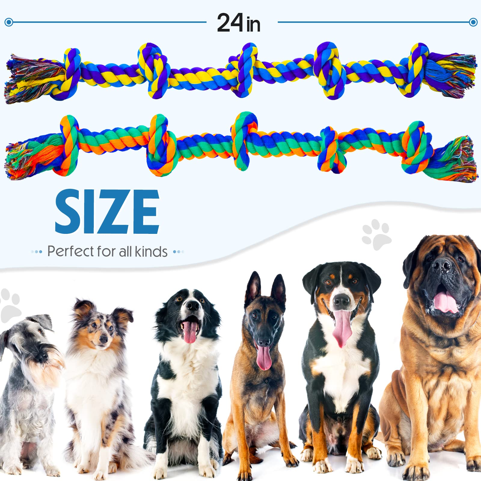 XL Indestructible Dog Toys for Aggressive Chewers - Durable Large Breed Chew Toys for Big Dogs | Safe & Long-Lasting Puppy Teething Toys | Cotton Rope Toys for Medium Dogs - Perfect for Playtime, Training & Dental Health