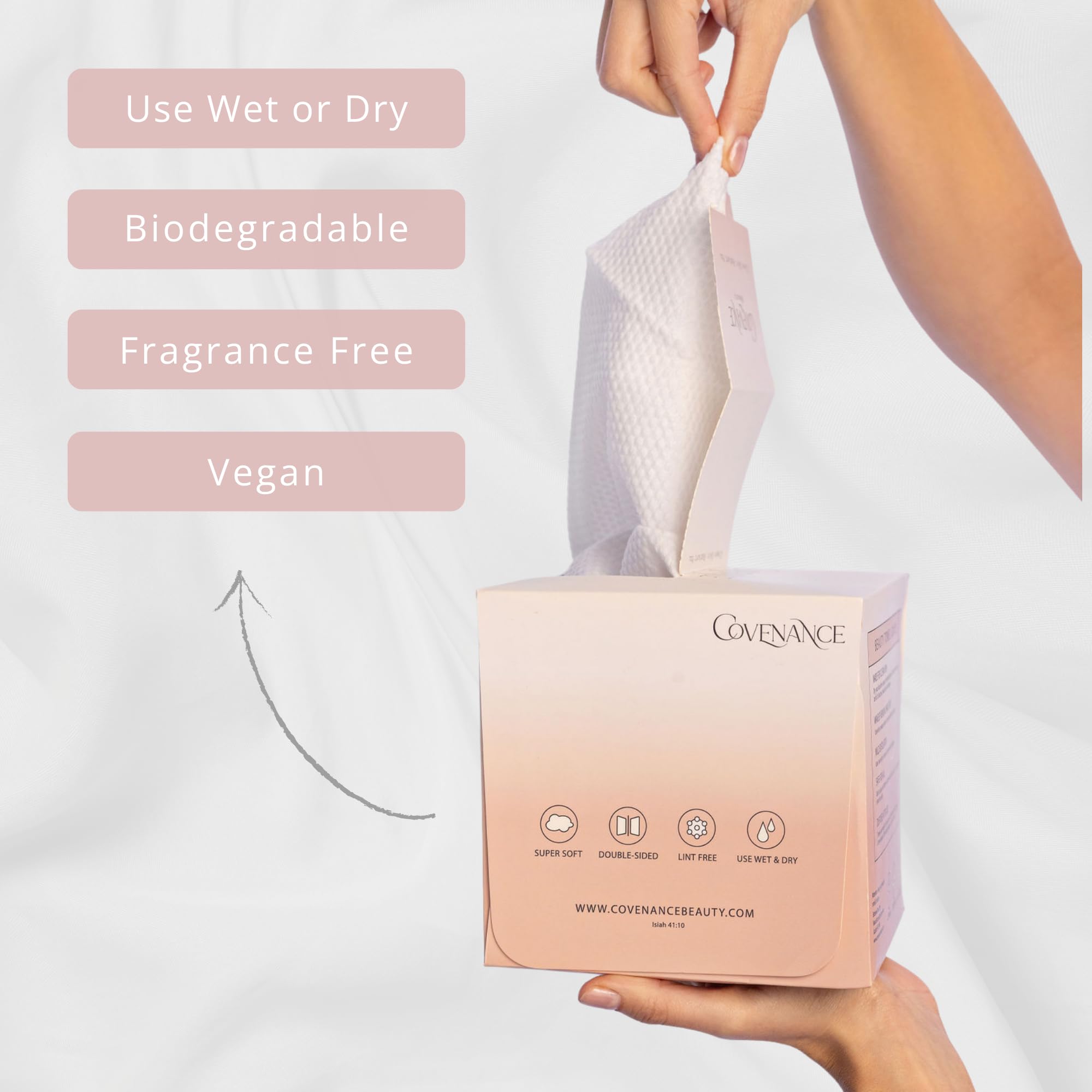 Covenance Beauty Ultra Soft Disposable Facial Towels - Double-Sided Makeup Remover & Gentle Exfoliating Towels for Daily Skincare, Travel & Spa Use