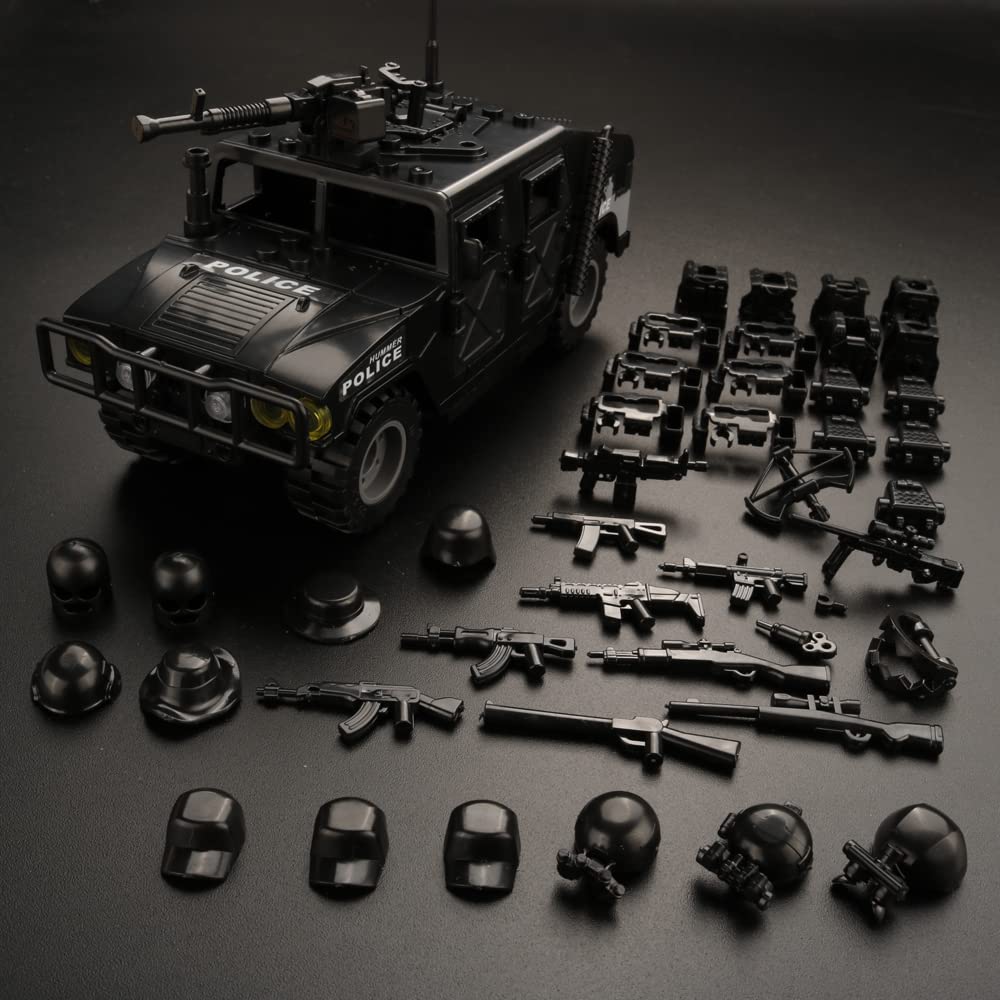 6 Mini Soldiers Military Vehicle Building Blocks Set - 4 in 1 Army Truck Construction Kit, Army Model Car Toys for Kids & Boys | STEM Learning, Birthday Gift, War Game Scenes