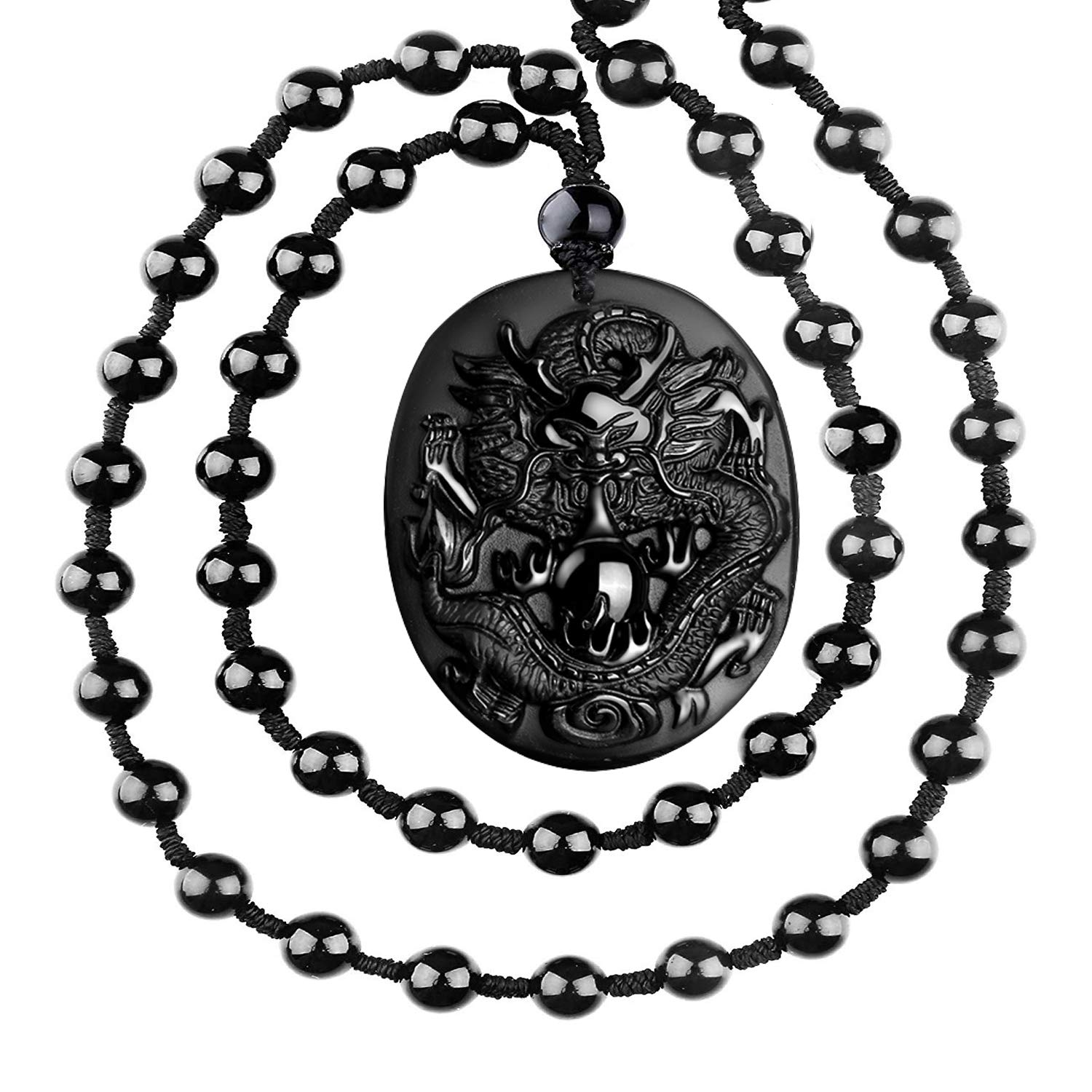 Natural Obsidian Zodiac Pendant Necklace - 12 Chinese Horoscope Animal Sign Amulet for Men & Women | Grounding Stone Gemstone Jewelry for Protection & Spiritual Healing | Perfect Birthday Gift & Daily Wear Accessory