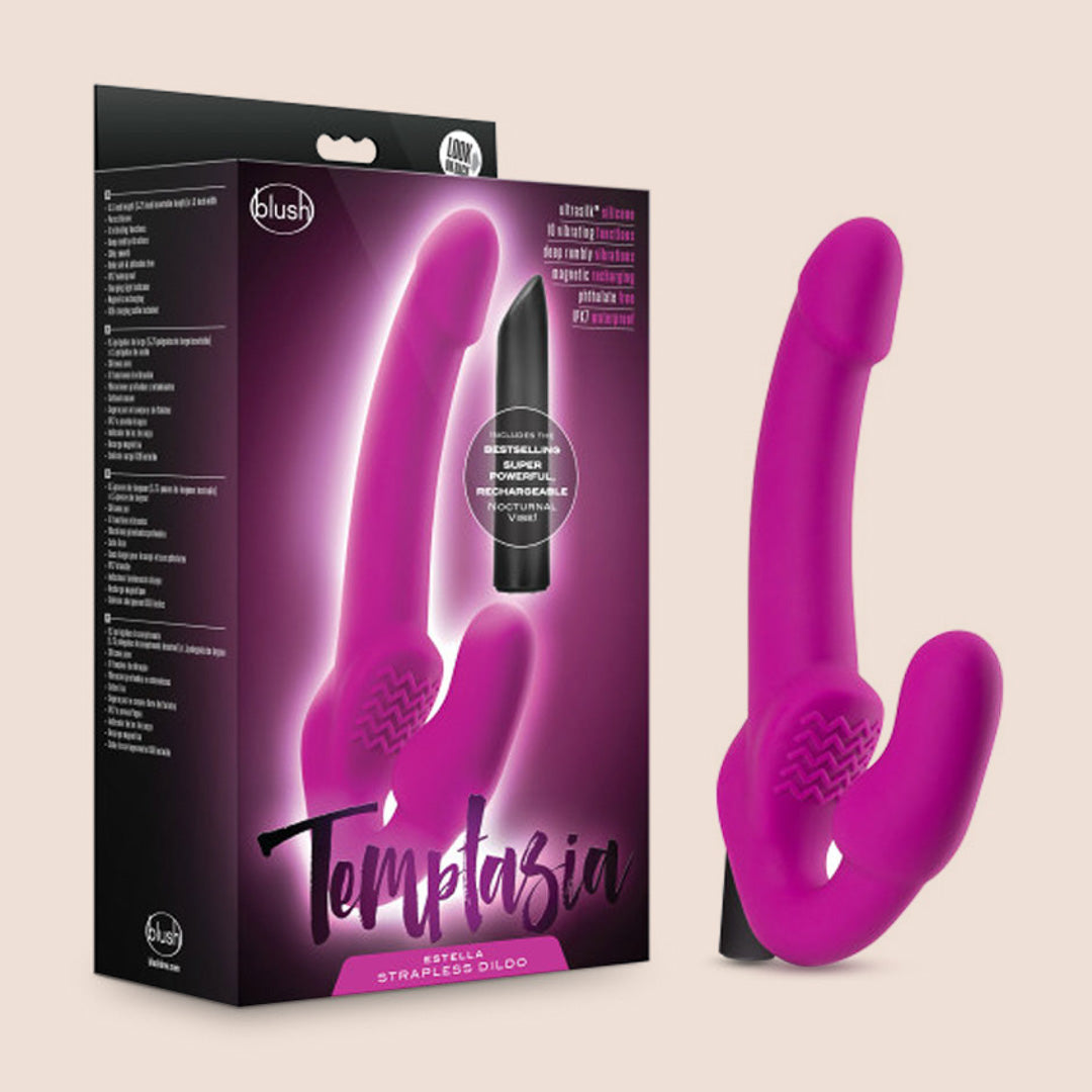 Temptasia Estella Strapless Silicone Dildo - Hands-Free Adult Toy for Couples & Solo Play, Waterproof & Body-Safe for Shower & Bedroom Use