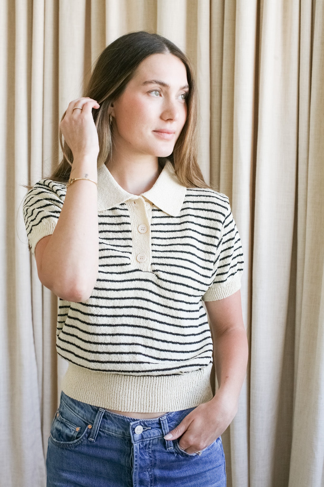 Sheryl Striped Knit Sweater for Women - Soft Casual Long Sleeve Pullover - Perfect for Fall & Winter Outfits, Office Wear, and Cozy Weekends