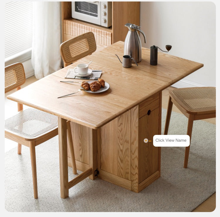 **Solid Oak Wood Extendable Dining Table - Expandable for 6 to 8 Seats - Perfect for Small Spaces & Entertaining Guests**