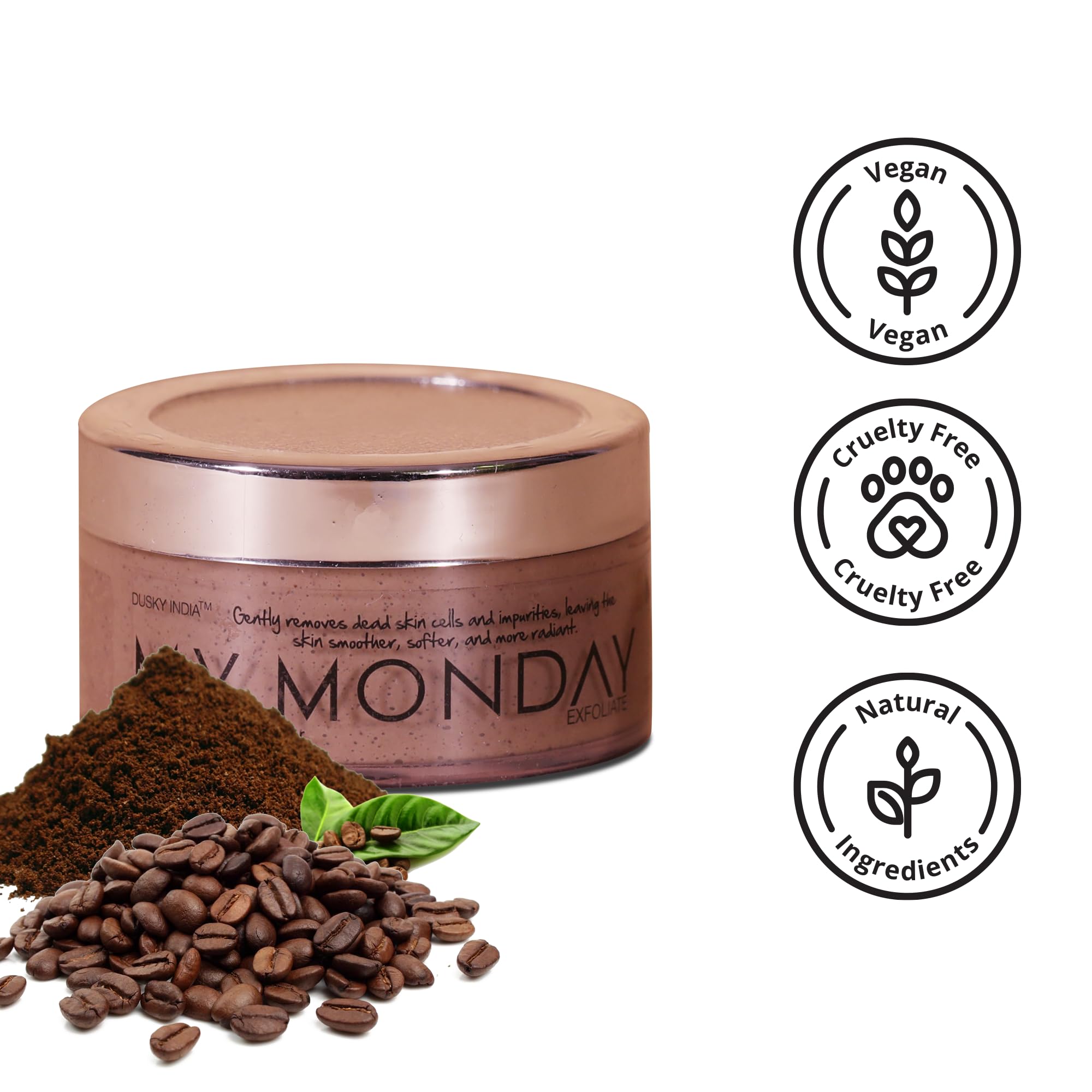 MY MONDAY | 100% Ayurvedic Robusta Coffee Face Scrub - Exfoliates Dead Skin Cells & Softens Skin | 50ml | Perfect for Morning Skincare Routine & Spa Day at Home