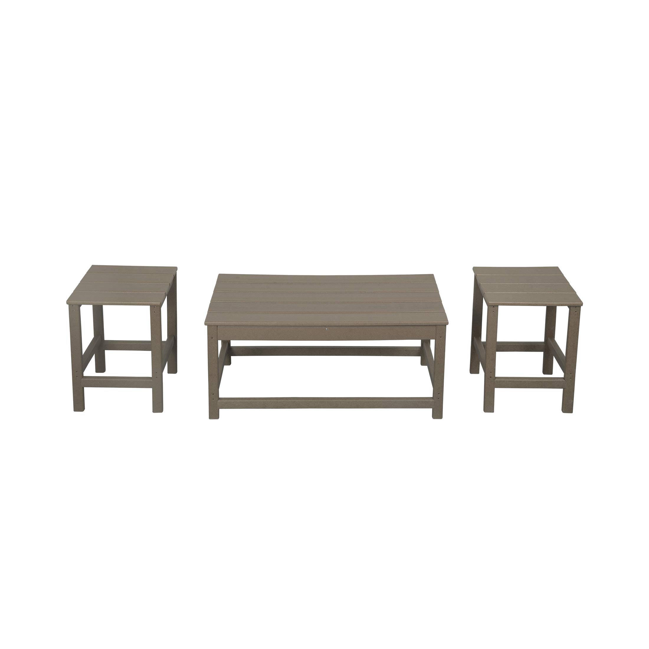 HDPE Outdoor Coffee Table Set for Adirondack Chairs - Weatherproof Patio Furniture for Garden & Backyard
