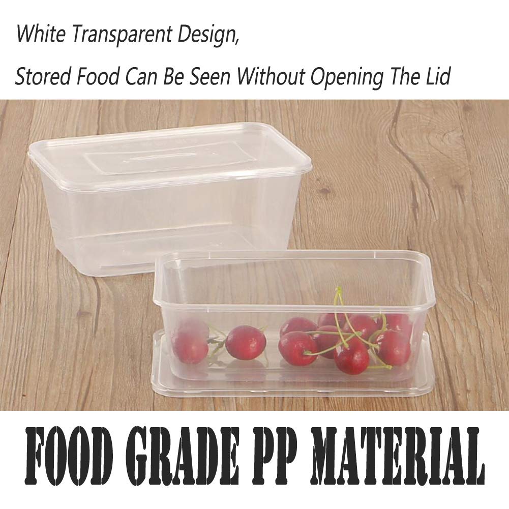 50 Pack HOMEE 26oz Bento Meal Prep Containers with Lids - Reusable Plastic Food Storage Containers, Microwave & Dishwasher Safe, Refrigerator Friendly - Perfect for Meal Prepping, Leftovers, Office Lunch & Mother's Day Gifts (White)