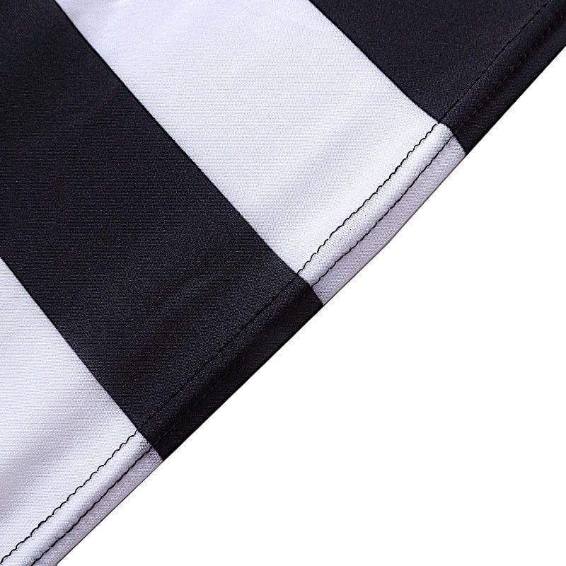Premium Black and White Striped Spandex Folding Chair Cover - Stretchable, Washable, and Wrinkle-Resistant - Perfect for Weddings, Parties, and Home Decor