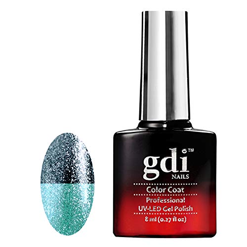 GDI Nails H16 Moss Turquoise Green Shimmer Glitter UV LED Soak Off Gel Polish - Thermal Color Changing Nail Varnish (8ml) for Professional Salon & Home Manicure - Requires UV/LED Lamp to Cure - Perfect for Parties, Holidays & Special Occasions