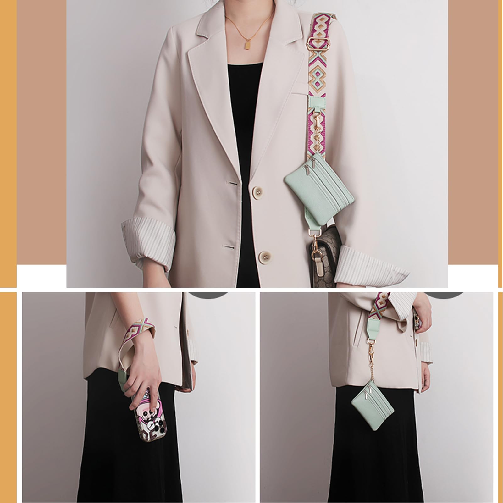Adjustable Crossbody Phone Strap with Zippered Pouch & Secure Clip - Hands-Free Phone Wallet for Women & Men - Perfect for Travel, Shopping, and Everyday Use