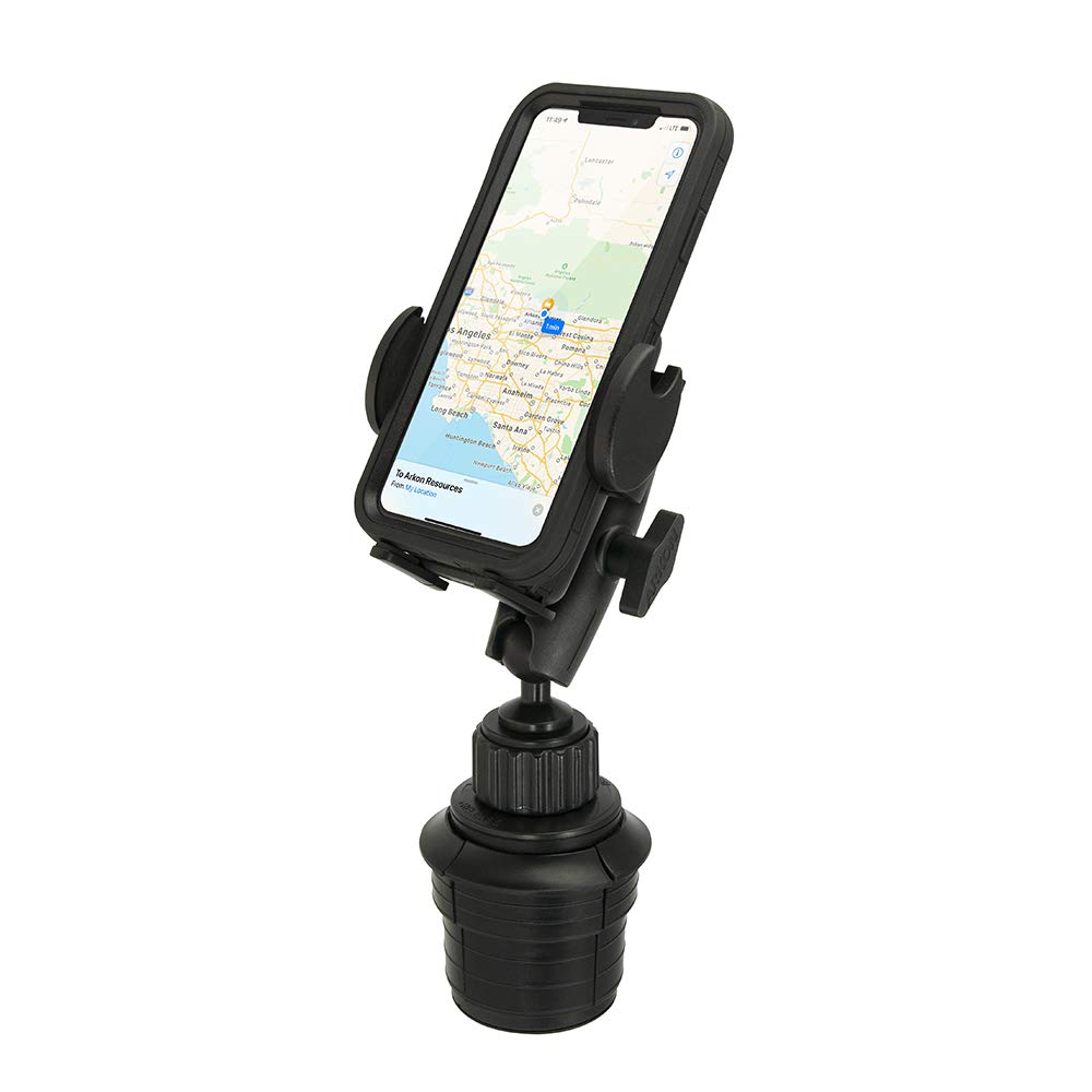 ARKON Universal Car Cup Holder Phone Mount - Compatible with iPhone 12/11/XS/XR & Galaxy Note 20/10/9 - Secure Hands-Free Holder for Safe Driving & GPS Navigation