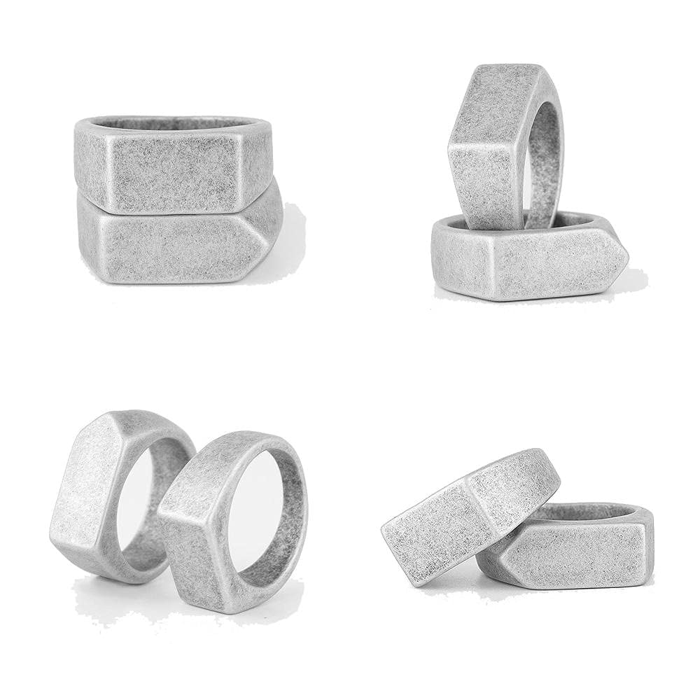 Vintage Stainless Steel Square Bullet Ring for Men - Retro Rustic Biker Jewelry Gift for Boyfriend, Husband & Groomsmen | Perfect for Weddings, Anniversaries & Motorcycle Rides