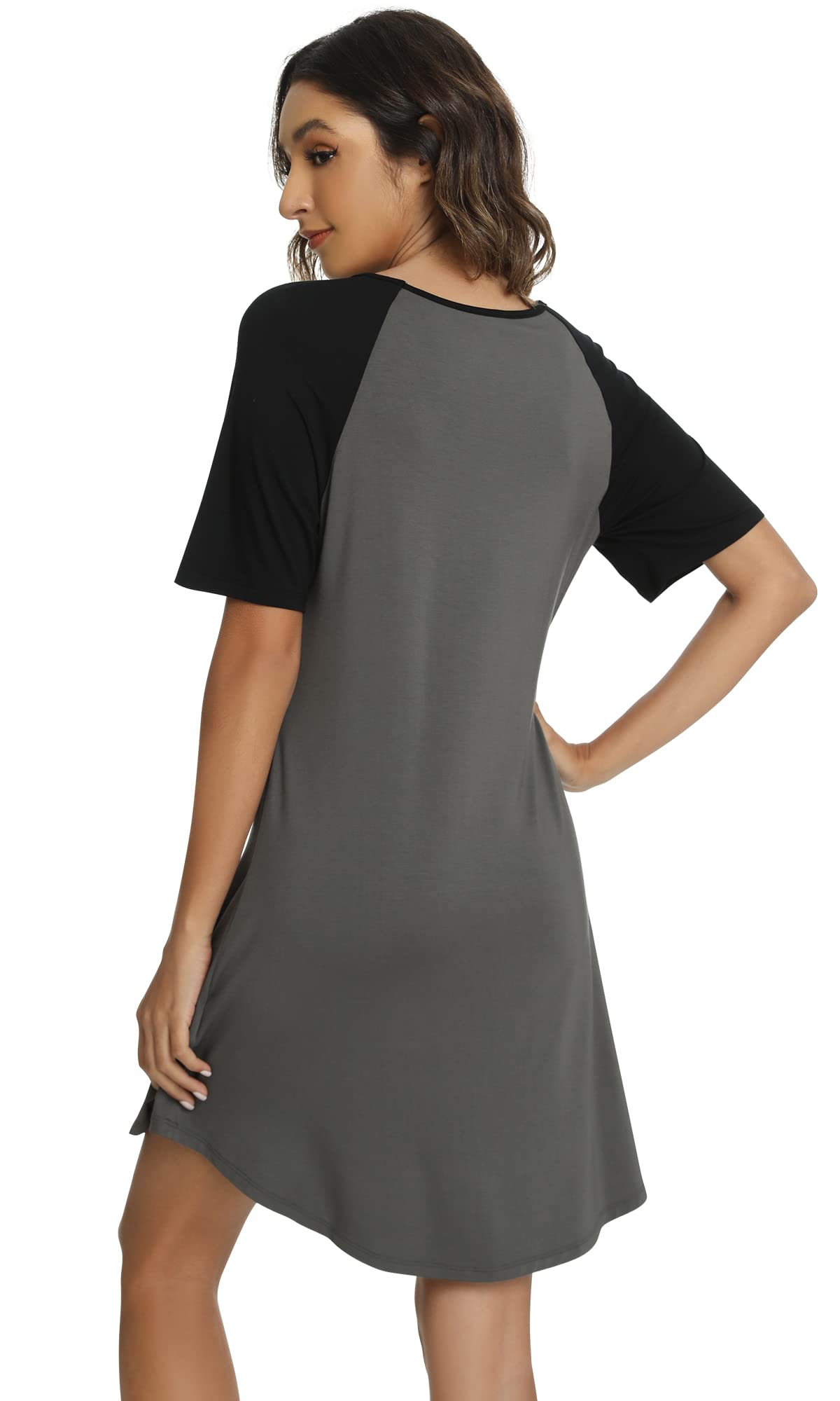 WiWi Women's Bamboo Viscose Nightgown - Lightweight Short Sleeve Sleep Shirt, Soft & Breathable Summer Nightwear (Sizes S-XXL) | Perfect for Lounging, Sleeping & Relaxing at Home