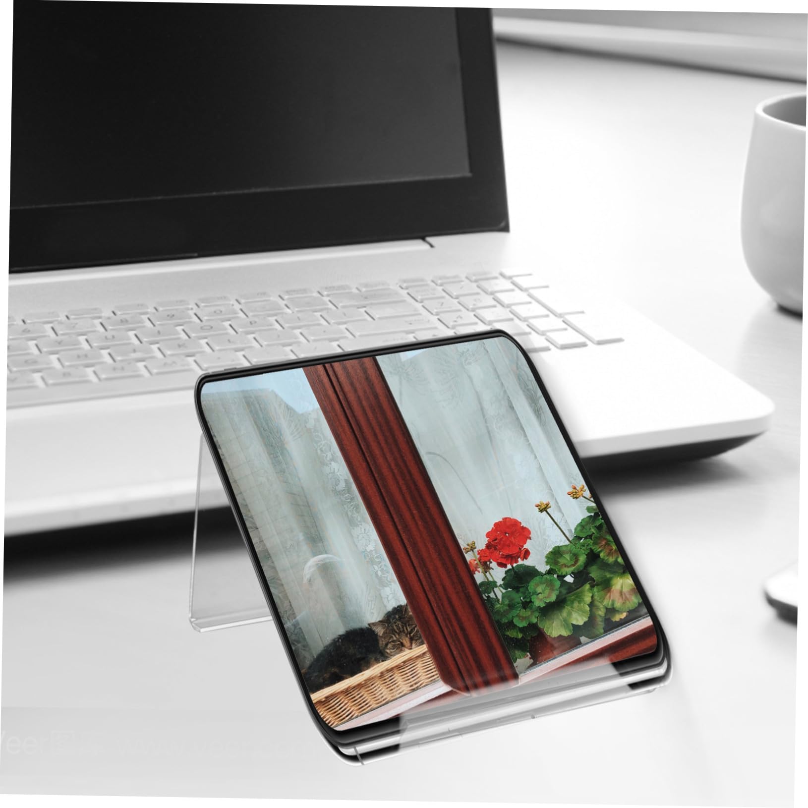 Clear Acrylic Phone Stand for Desk - Universal Cell Phone Holder for iPhone, Samsung & More - Stylish Office Desk Accessory for Women & Men - Perfect for Work, Home & Video Calls