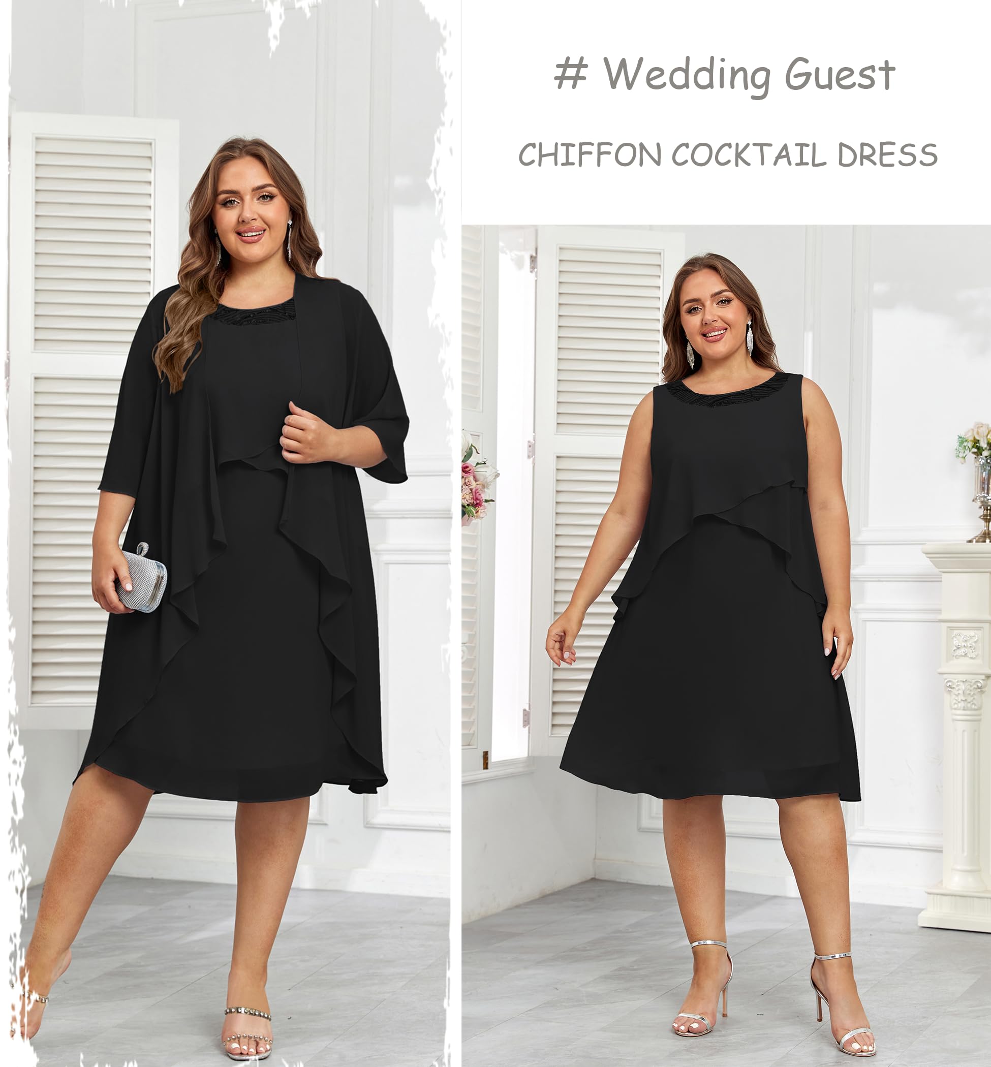 Hanna Nikole Women's Plus Size 2-Piece Dress Set with Jacket - Flowy Wedding Guest Dress & Mother of the Bride Outfit - Perfect for Formal Events, Bridal Showers, and Special Occasions