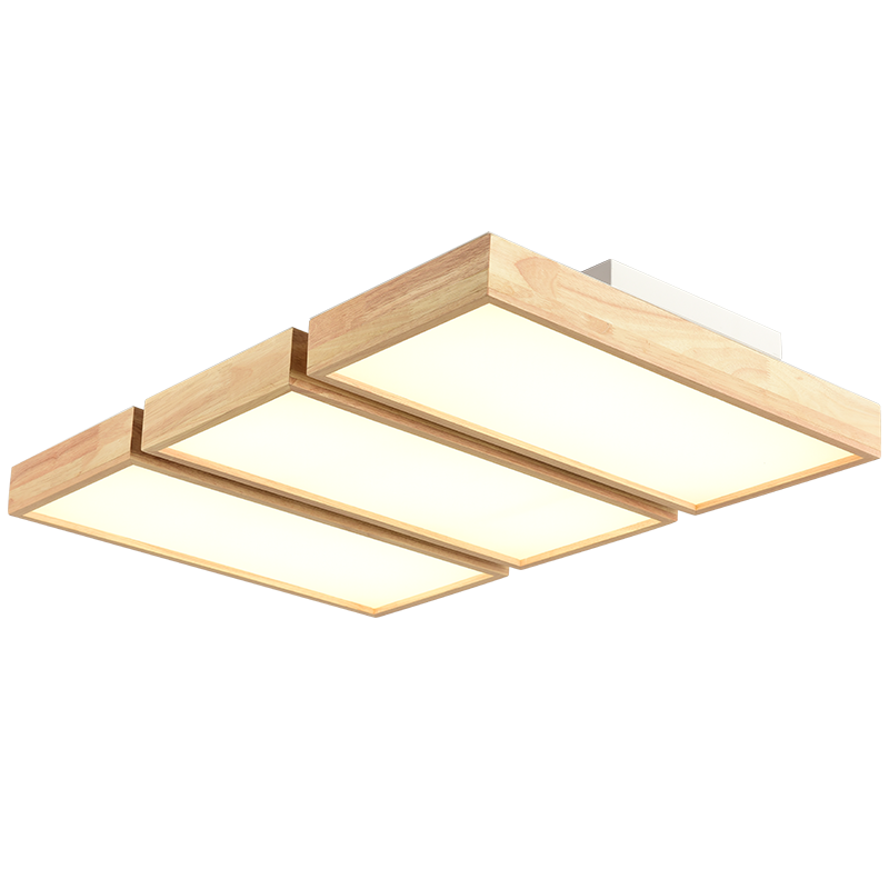 Modern Wooden Zen Rectangular Ceiling Light - Natural Bamboo Pendant Lamp for Living Room, Bedroom & Office - Relaxing Ambient Lighting for Meditation & Yoga Spaces