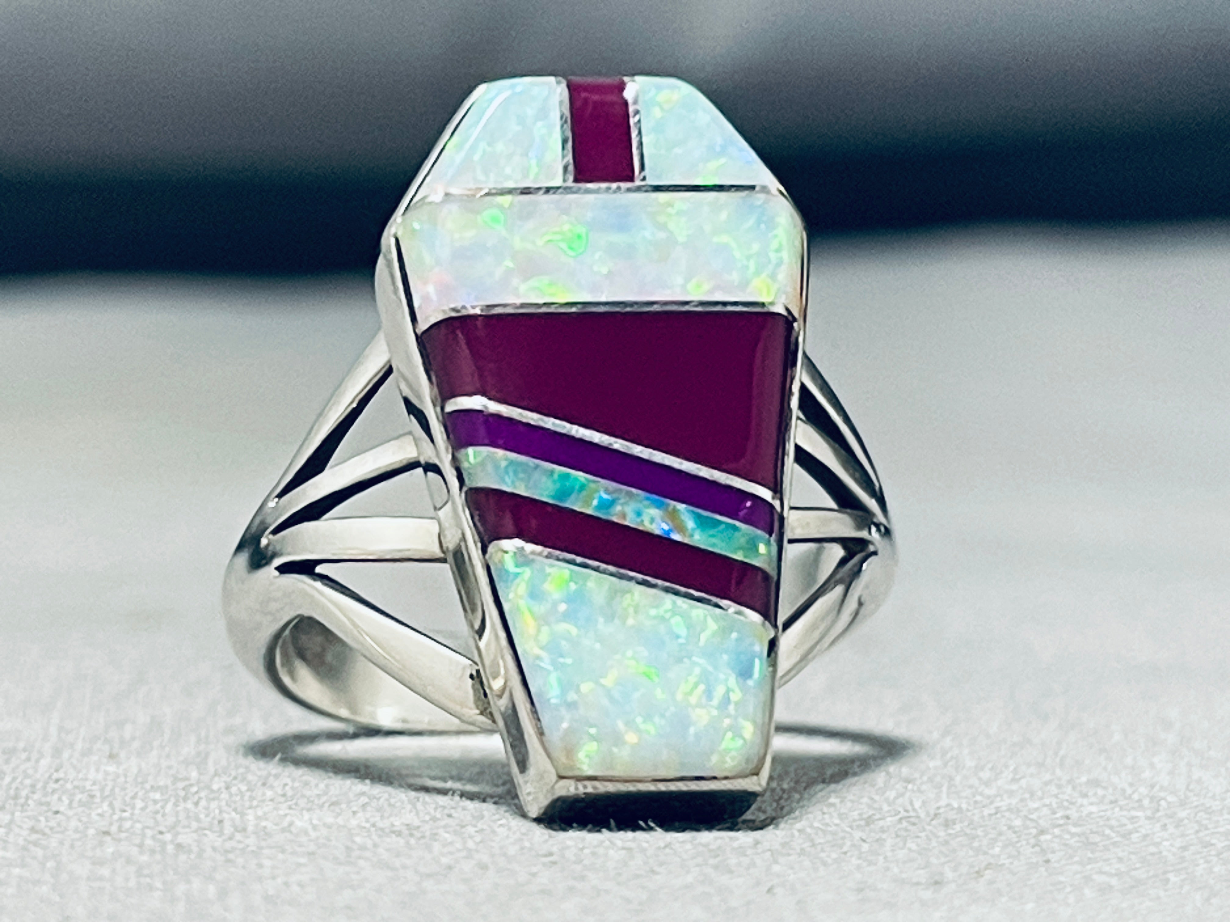 Navajo Opal Sugilite Sterling Silver Ring - Handmade Native American Jewelry for Women - Perfect for Weddings, Gifts & Spiritual Healing