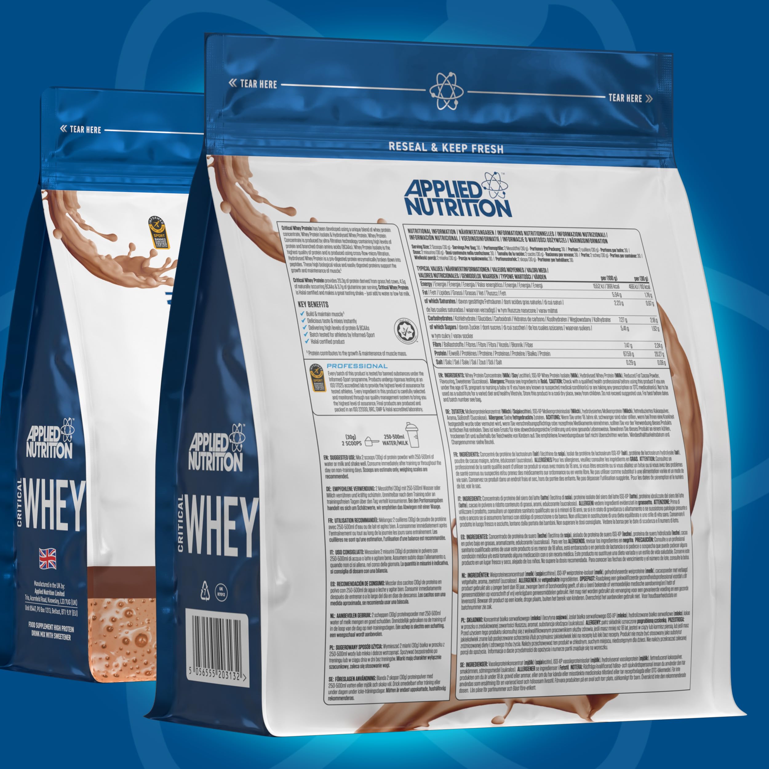 Applied Nutrition Critical Whey Protein Powder 900g - Premium Muscle Recovery & Growth Supplement for Athletes & Fitness Enthusiasts | Post-Workout & Meal Replacement