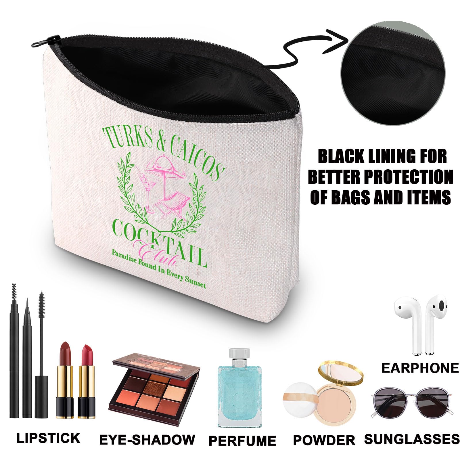 Waterproof Turks and Caicos Makeup Bag - Multifunctional Travel Cosmetic Organizer for Women & Men - Unisex Adult Gift with Turks and Caicos Islands Design - Perfect for Travel, Gym, and Daily Use