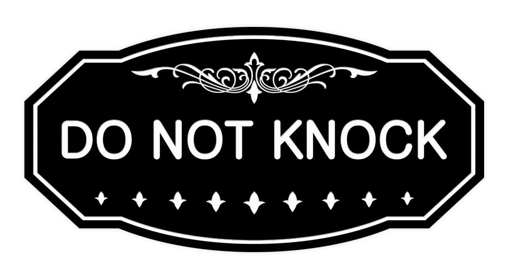 Victorian Do Not Knock Sign (Black) - Small Vintage Door Hanger for Home, Office & Apartment - Perfect for Privacy & No Soliciting