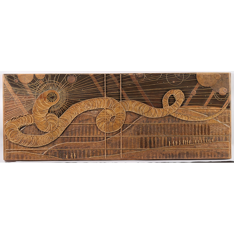 Dune Sandworm Stone Bas Relief Wall Art - Handcrafted Sandstone Sculpture for Home & Office Decor | Sci-Fi & Fantasy Inspired Décor for Fans of Dune Movie & Book