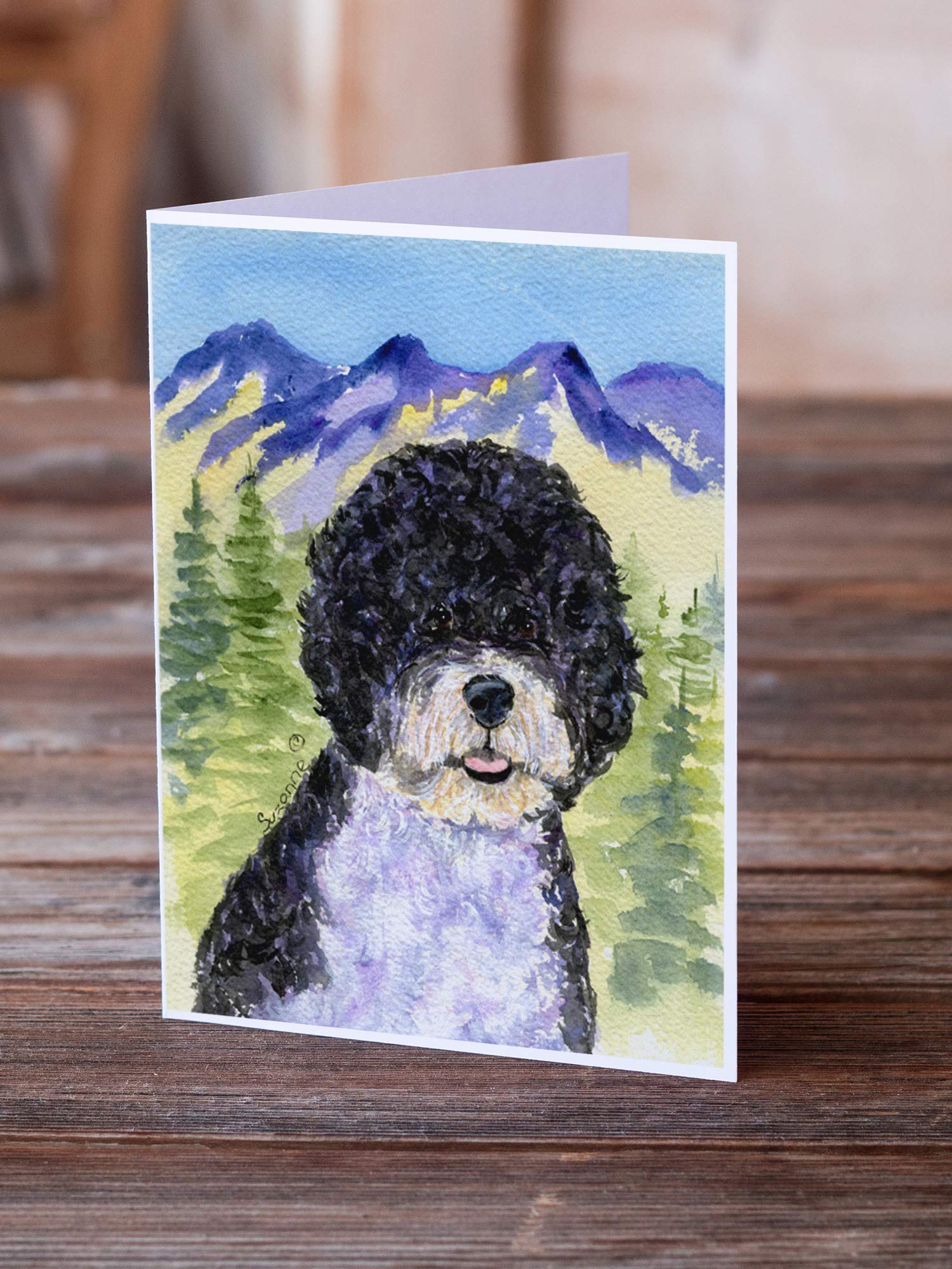 Portuguese Water Dog Blank Greeting Cards & Envelopes - Pack of 8 Whimsical A7 Size (5x7) Note Cards for Birthdays, Thank You Notes & Special Occasions
