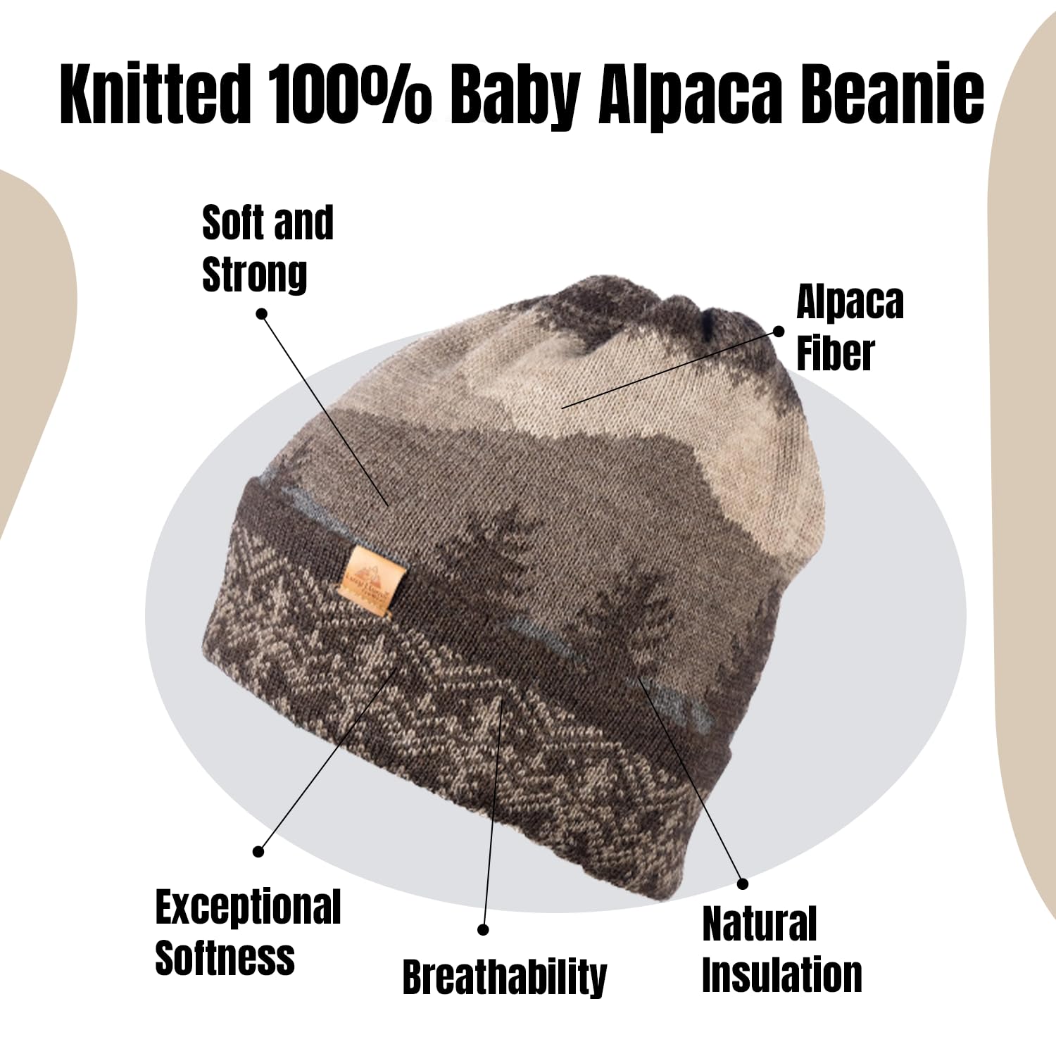 Soft Baby Alpaca Wool Winter Hat - Unisex Warm Knitted Beanie & Neck Warmer for Men & Women | Cozy Winter Accessory for Skiing, Hiking & Outdoor Activities