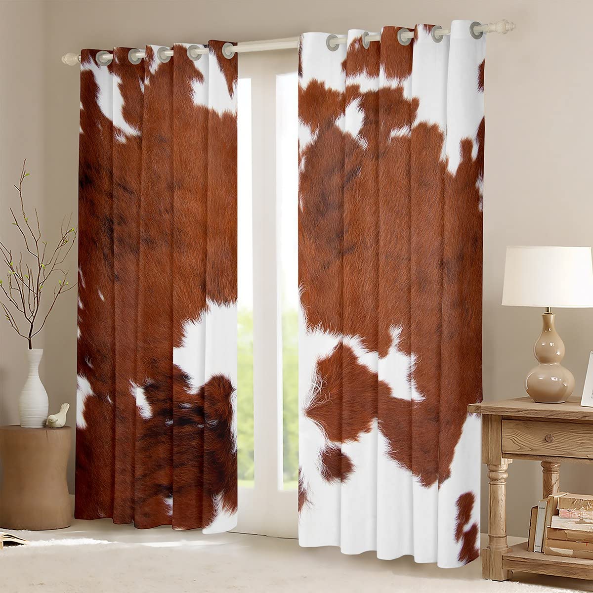 Brown Cowhide Print Curtains 52