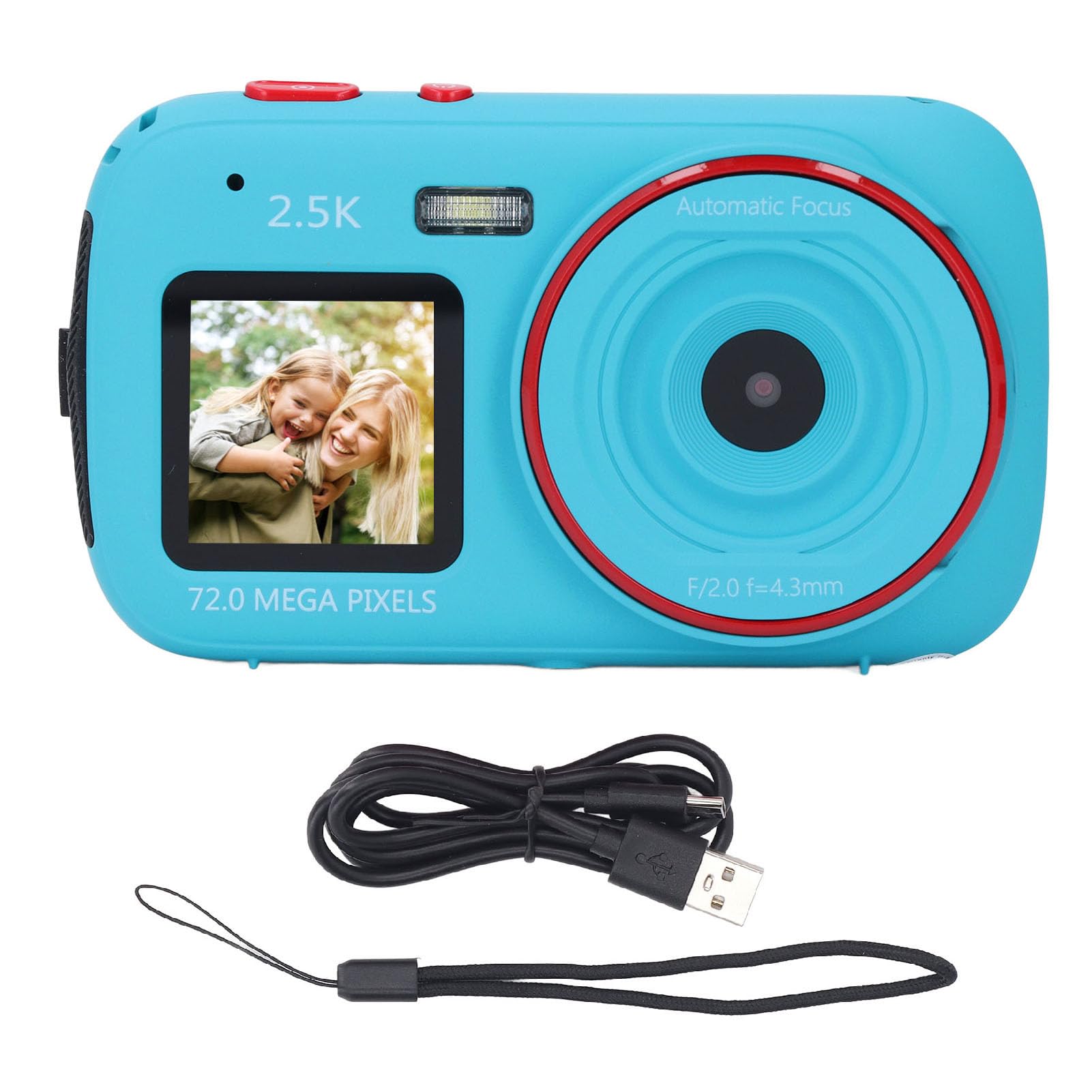 72MP Digital Camera with 16X Zoom & Dual Screen - Compact Point and Shoot Camera for Photography, Vlogging, Travel | Autofocus Selfie Camera for Beginners (Blue) - Perfect for YouTube Content Creation, Family Vacations & Outdoor Adventures
