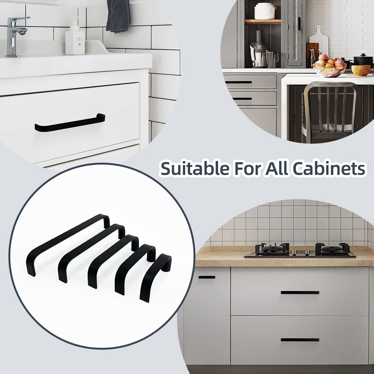 5 Pack Black Cabinet Pulls 6-1/4