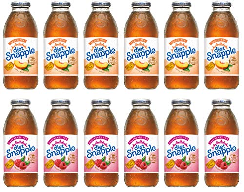 Diet Snapple Peach & Raspberry Tea Variety Pack - 12 Bottles (16 fl oz Each) | Low-Calorie Iced Tea for Office, Picnics & Healthy Hydration
