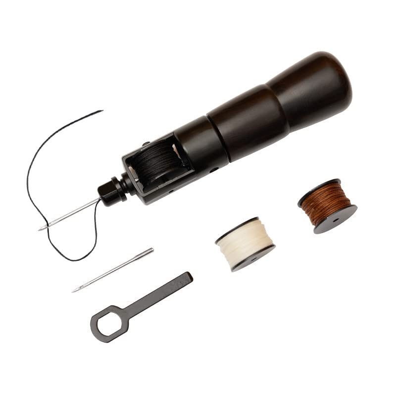 Professional Leather Sewing Awl Kit - Heavy Duty Hand Stitcher & Repair Tool for Leather, Canvas, Denim - DIY Leather Craft Supplies for Shoes, Bags, Belts & Upholstery Repair