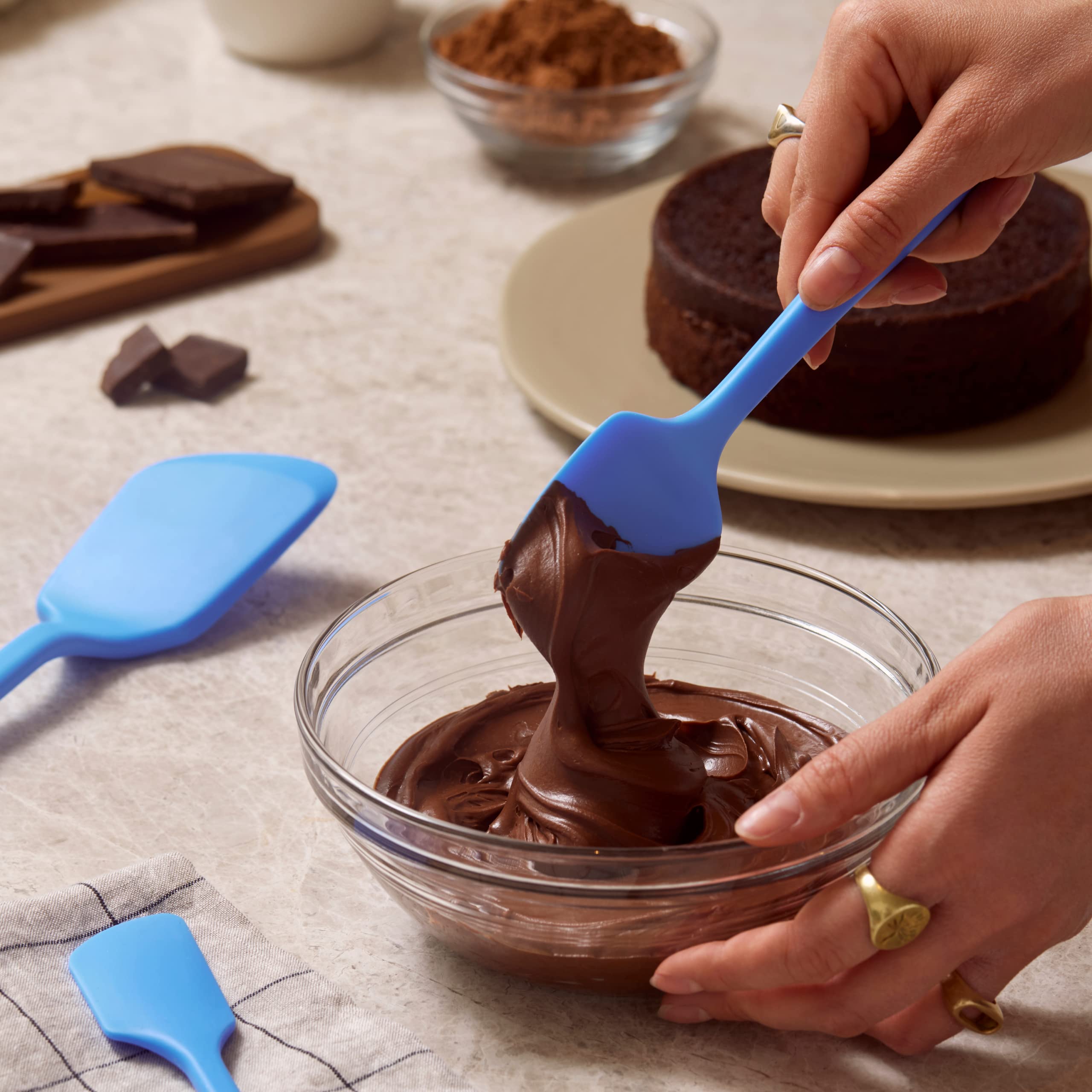 Premium Silicone Spoonula - 8 Inch Mini Spatula for Baking, Cooking & Mixing - Heat Resistant & Non-Stick - Studio White - Perfect for Kitchen, Cake Decorating & Food Prep