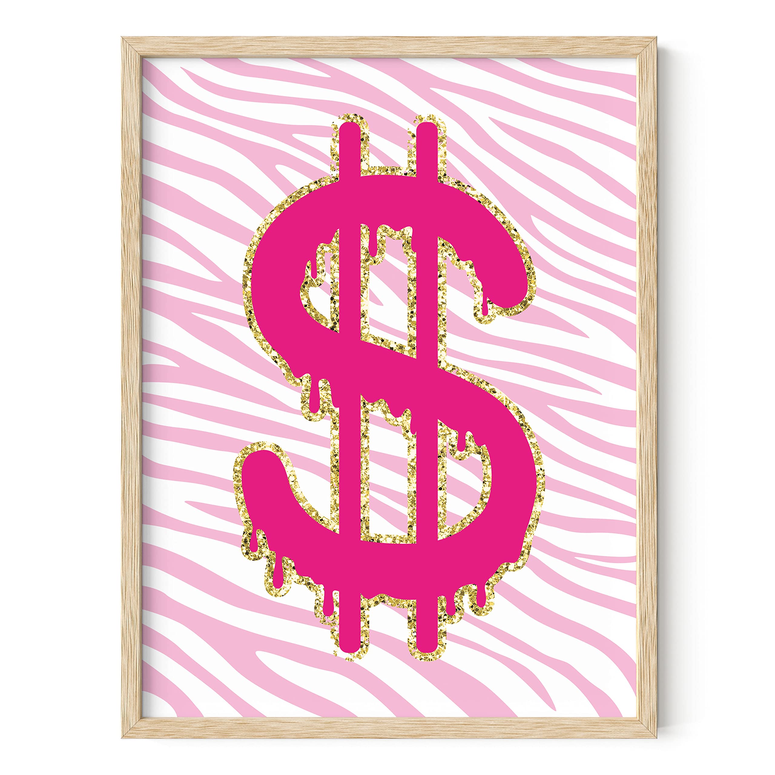 HAUS AND HUES Pink Preppy Wall Art Poster - Trendy Aesthetic Room Decor for Teen Girls, Beige Framed Painting 12x16 - Perfect for Bedroom, Dorm & Home Office Decor
